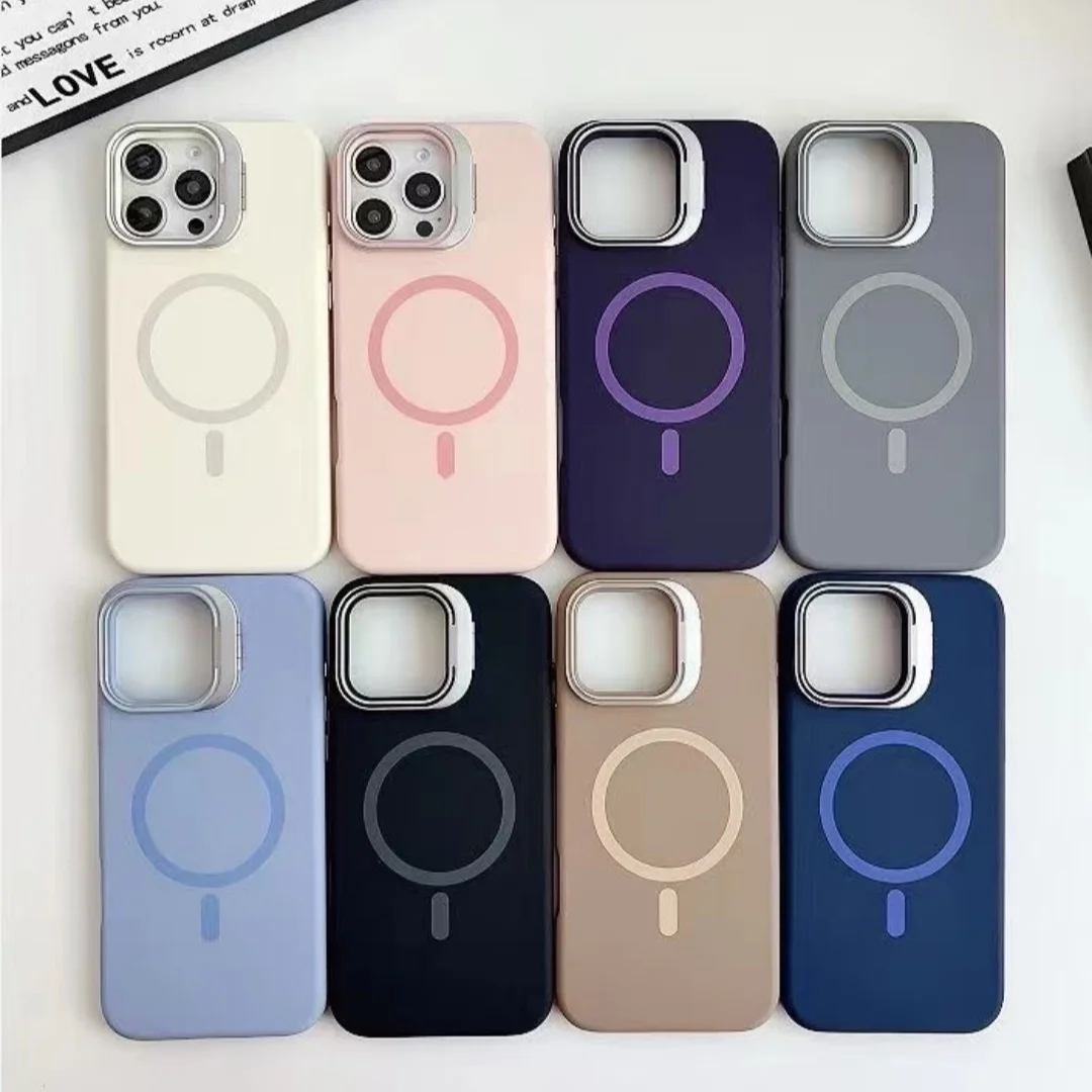 عدسة غير مرئية مسنده ل Magsafe حافظة مغناطيسية لاسلكية آيفون 17 16 15 14 13 12 برو ماكس 11 غطاء ممتص للصدمات من السيليكون السائل #6