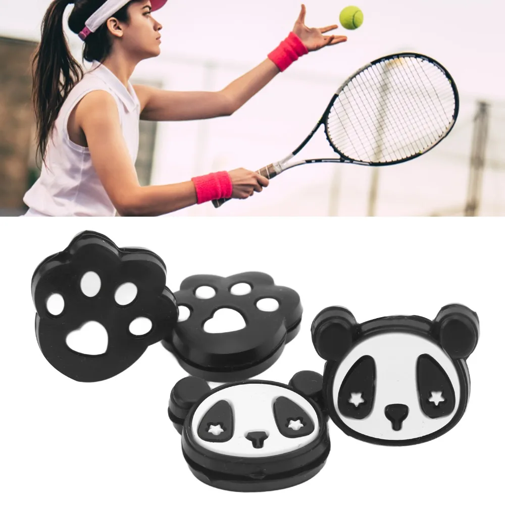 4pcs Silicone Tennis Racket Shock Absorbers Claw Panda Shock Absorbing Dampener Cartoon Animals Racket Vibration Dampener