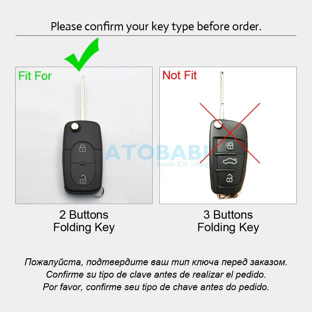 Leather Car Key Cover Folding Remote Control Fobs Shell Protector Case Auto Accessory For Audi A3 A4 A6 1997 1998 1999 2000 2001