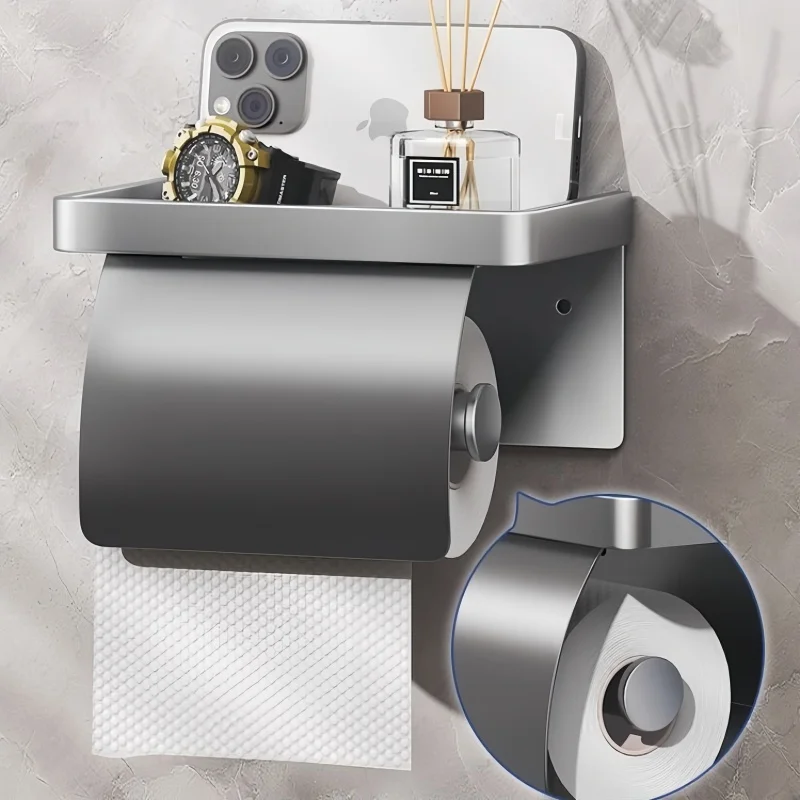 Self Adhesive/perforated Toilet Roll Paper Holder, Ventilated and Rust Proof, Thoughtful Baffle To Prevent Splashing Water