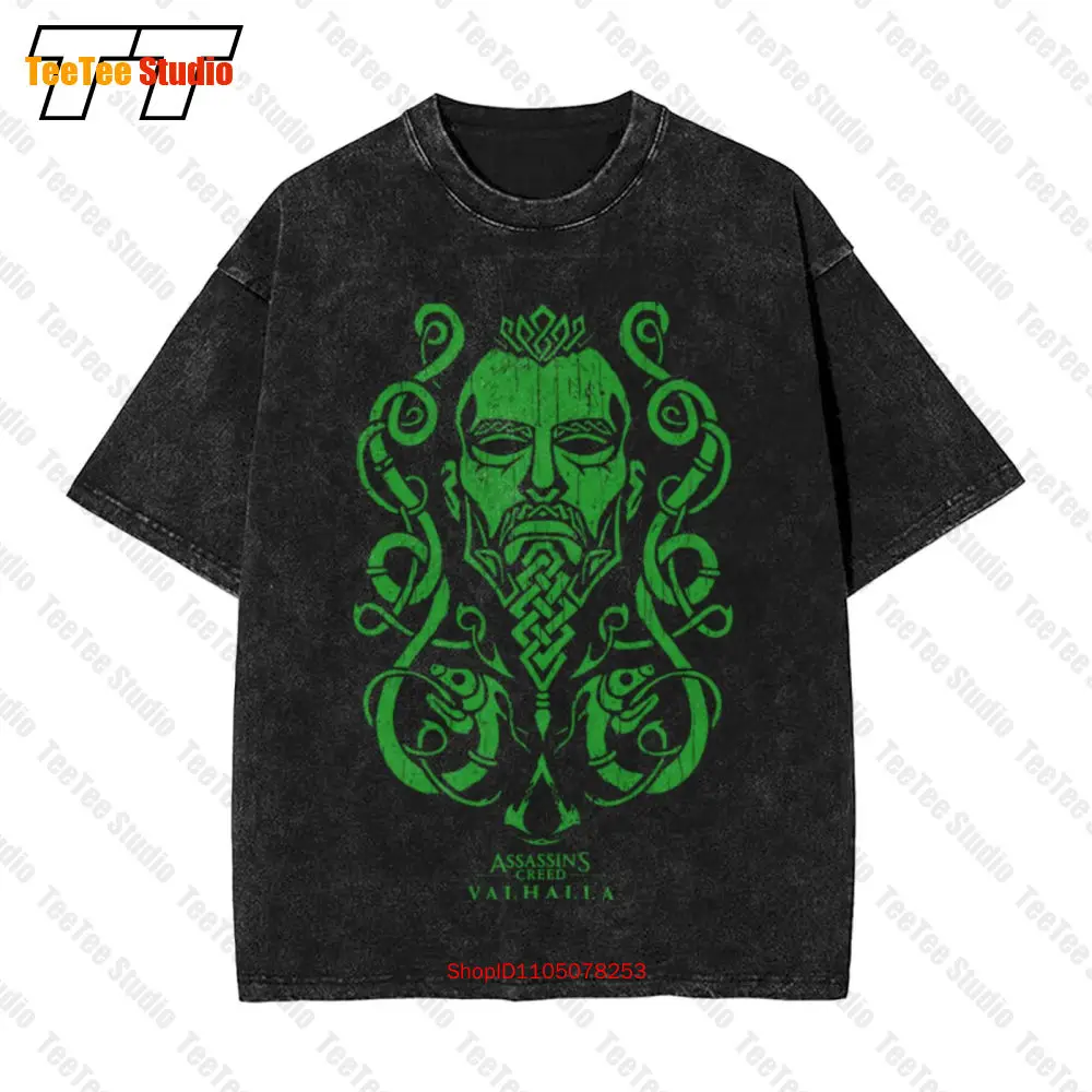 Assasins Creed Valhalla Logo verde Vintage camiseta extragrande 4N1P