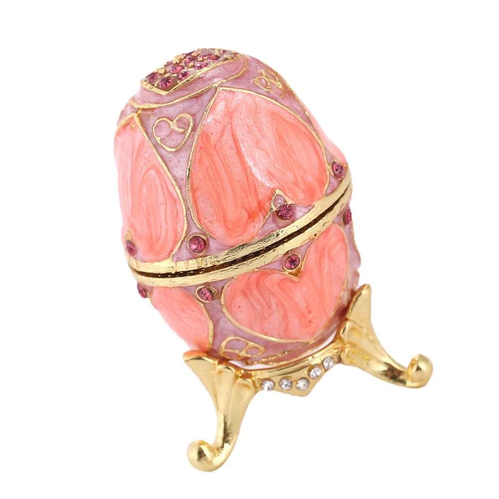 

Metal Jewelry Box Egg Shaped Desktop Ornament Chic Holder Creative Practical Mini Goods Storage for Women Gift