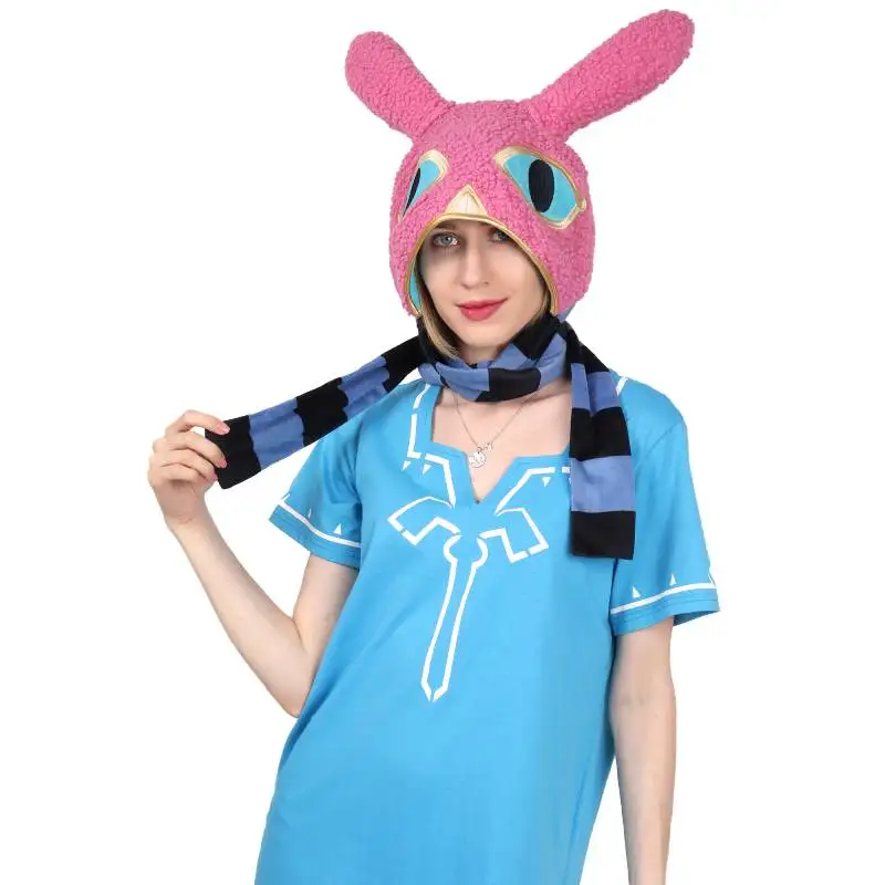 DAZCOS Cute Ravio Rabbit Cosplay Hat Bunny orecchie lunghe cappuccio sciarpa gioco rosa coniglio Cosplay cappello qualità Velvet Breath Wild Hat