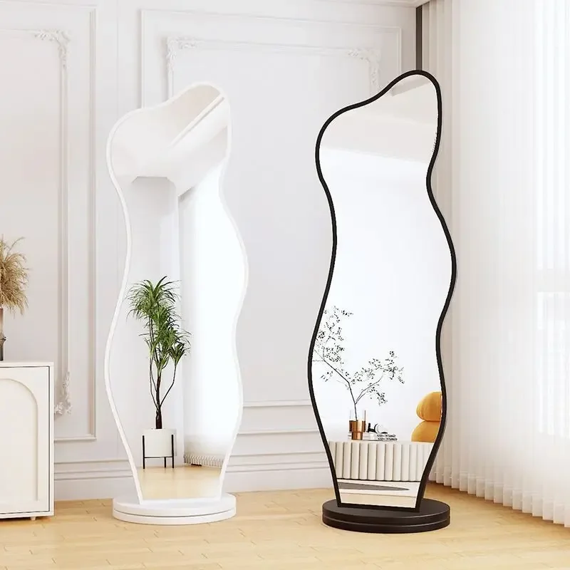 Creative irregular, dolphin shape, household rotatable floor mirror, with storage function