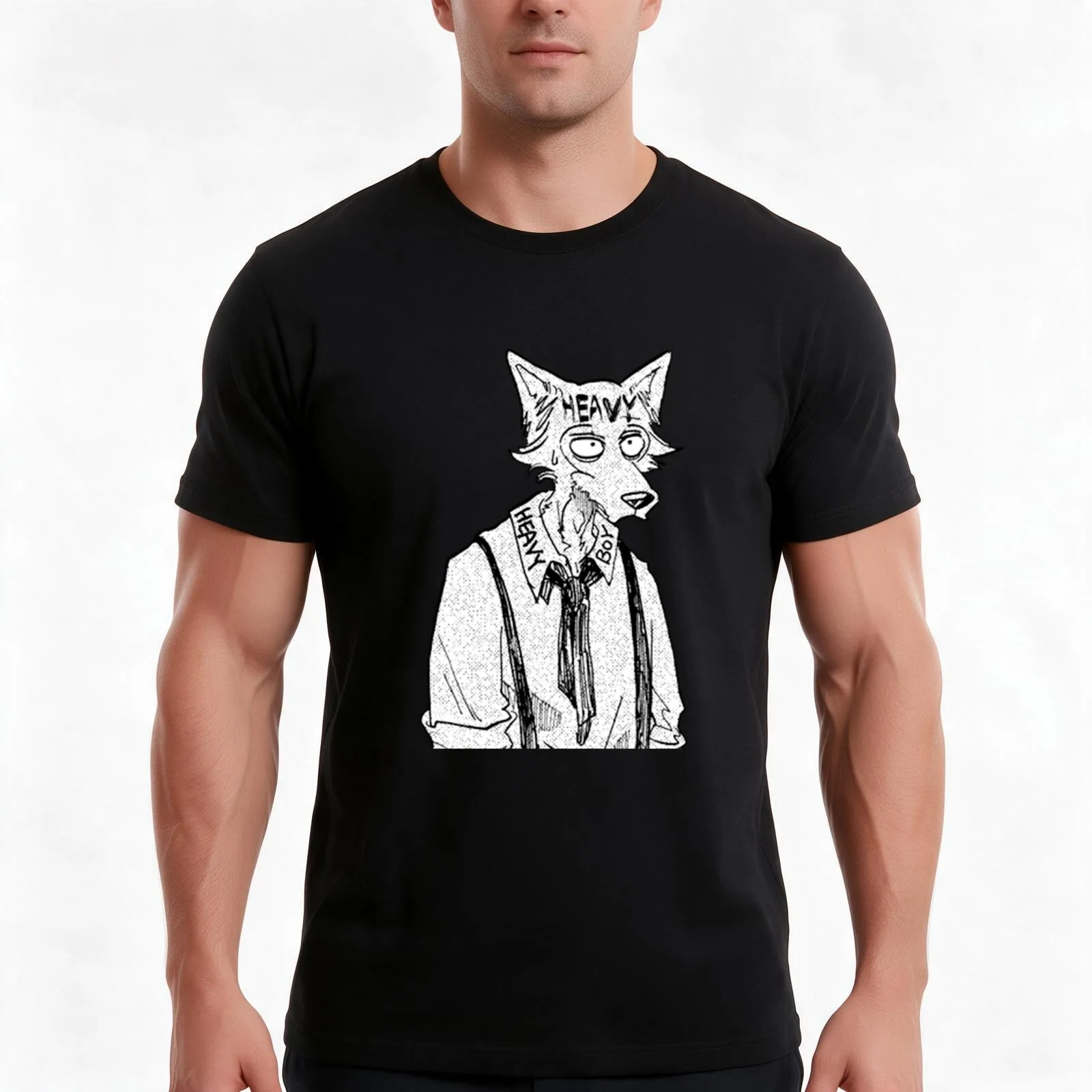 Legoshi Heavy Boy T-Shirt Summer Casual Cotton Tee Oversized Streetwear Tops Vintage Graphic Print Loose Fit Short Sleeve