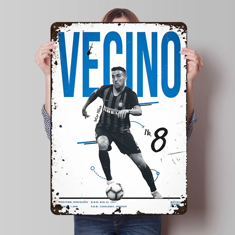 Póster impreso de Matias Vecino 8, arte de pared personalizado, letreros de metal retro vintage para accesorios de interior de casa, adornos para habitación