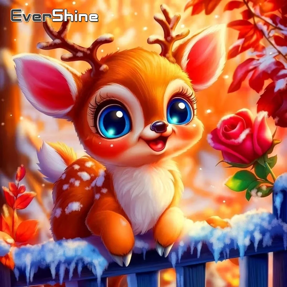 EverShine Full Square Round Diamond Embroidery Deer Animal P