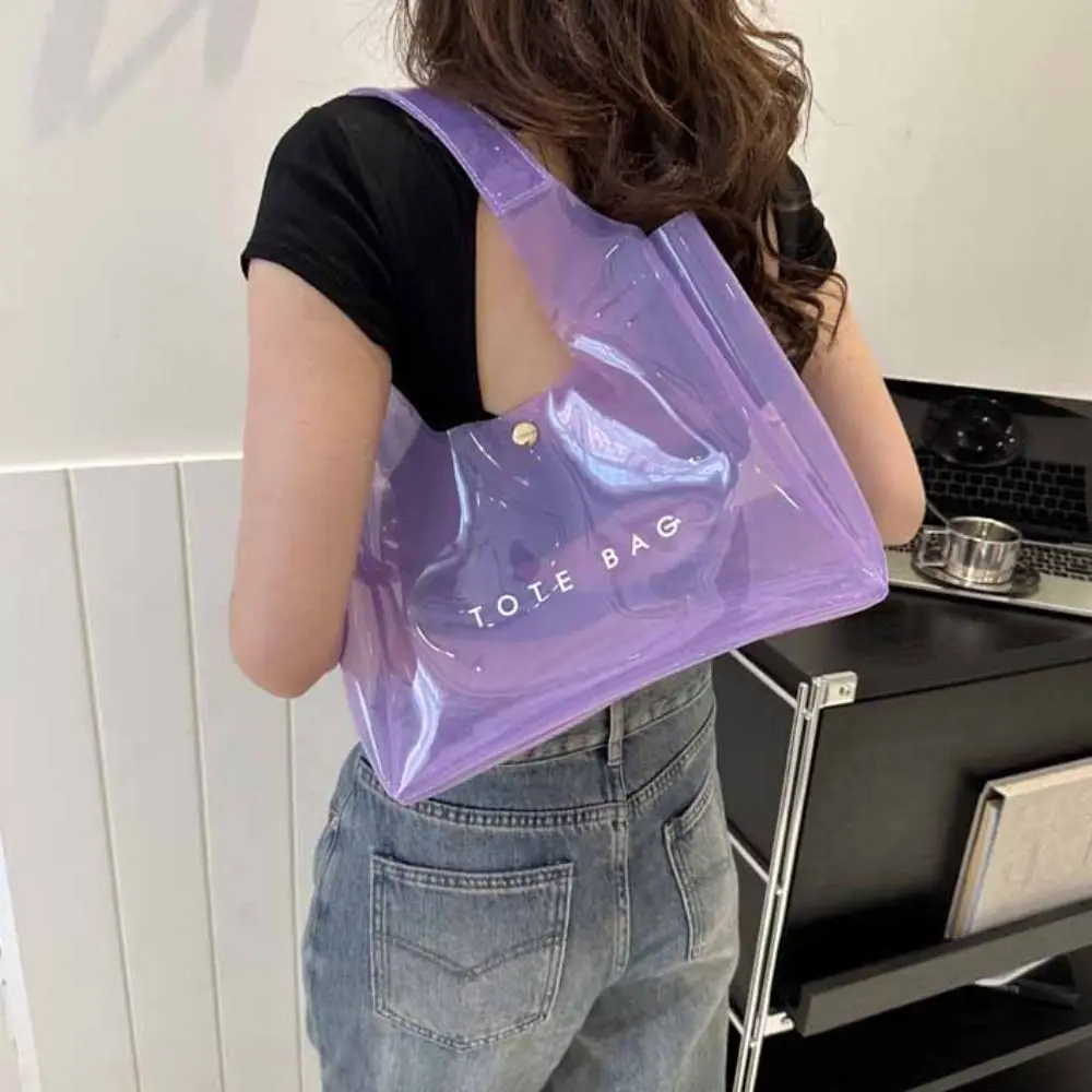 

Portable Storage Bag PVC Transparent Bag Summer Beach Bag Jelly Handbags Cosmetic Bag Shoulder Pouch Letter Shoulder Bag Outdoor