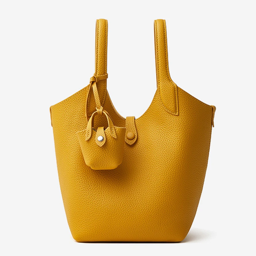 

2025 New Luxury Niche Design Women's Genuine Leather Bucket Bag High-End Versatile Tote Ladies Casual Crossbody Basket Handbag