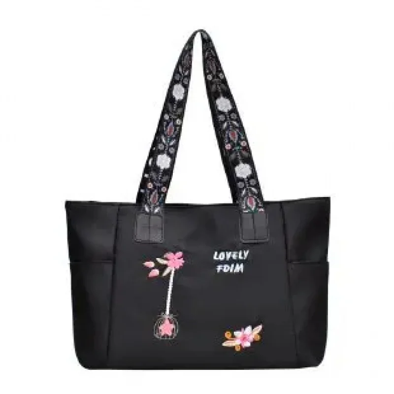 

Ретро-сумка-тоут из нейлона с вышивкой, повседневная, вместительная, на одно плечо, в художественном национальном стиле, для ежедневного использования