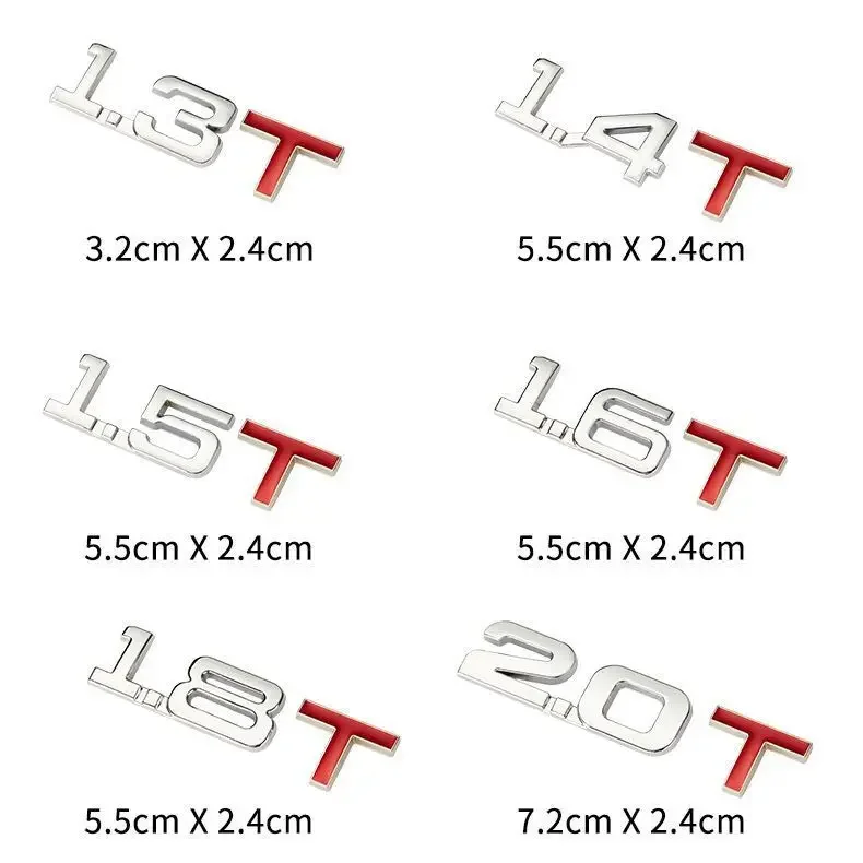 3D Metal Car Trunk Engine Displacement Scale Emblem Auto Stickers 1.3T 1.4T 1.5T 1.6T 1.8T 2.0T 2.2T 2.4T 2.5T 2.8T 3.0T