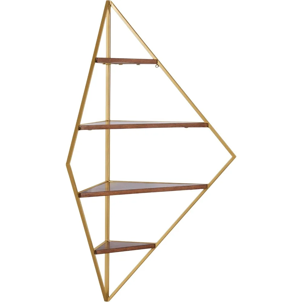 Melora Mid-Century Modern Corner Shelf,Glamorous Floating Corner Shelving