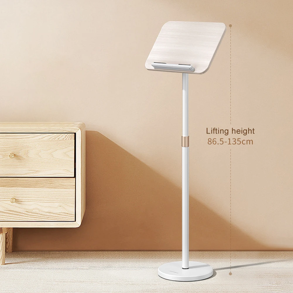 ページペーパークリップ付き読書用フロアブックスタンド、ラップトップディスプレイ用ホルダー、クックブックホルダー、高さ調節可能なシート、ミュージックレスト