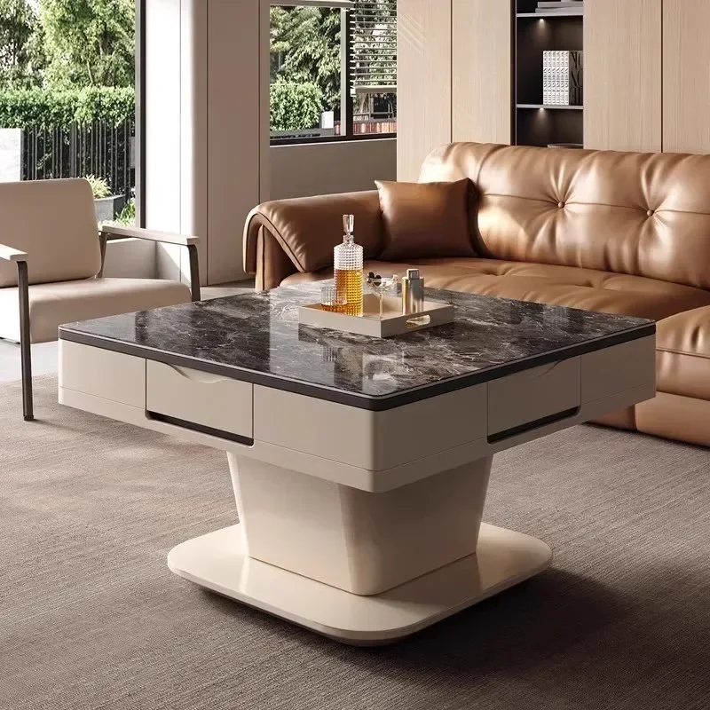 X Multifunctional lifting coffee table rock slab electric automatic mahjong table integrated dining table mahjong machine