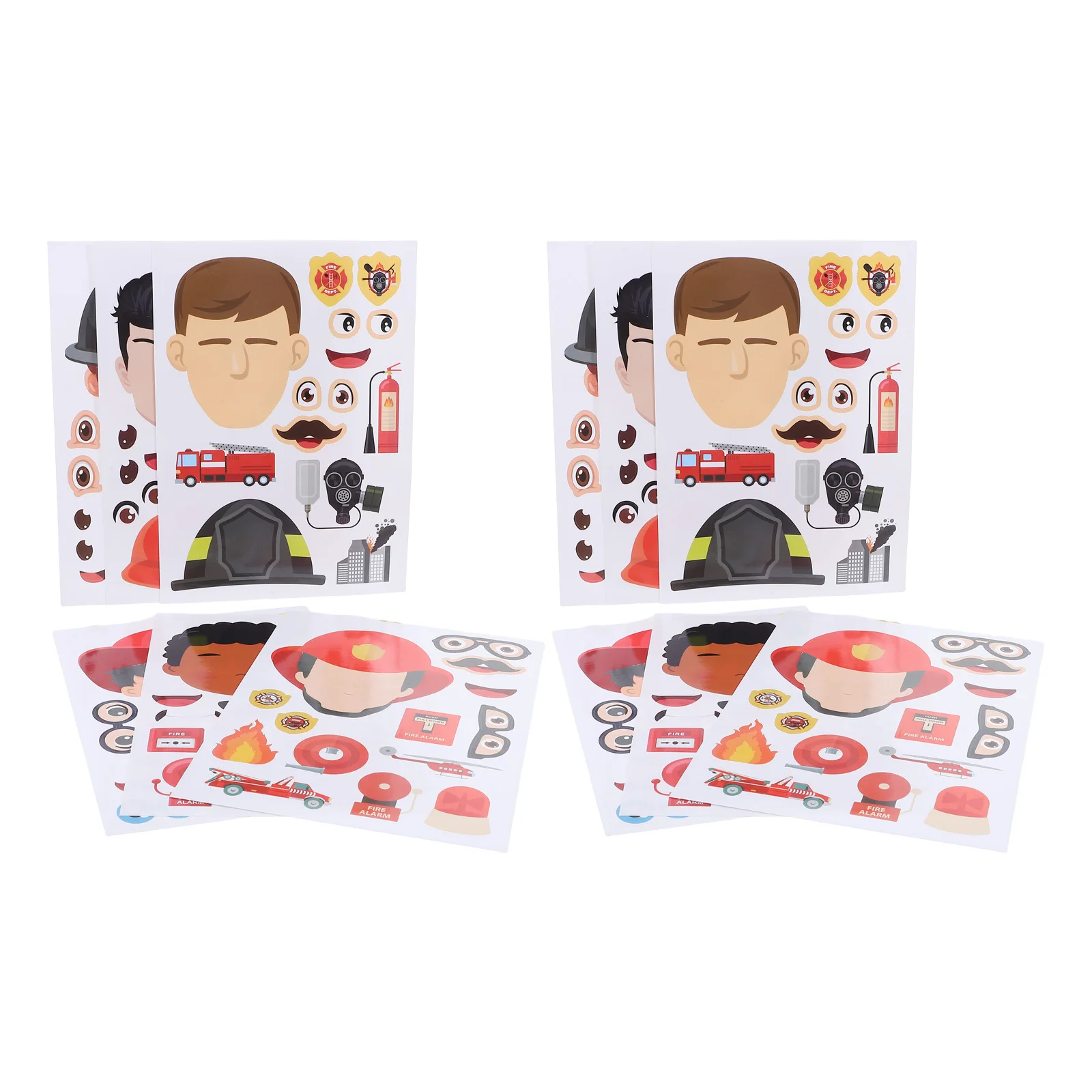 

12 Sheets Firefighter Make A Face Stickers Fireman Party Games Decal Birthday Party Supplies School Activities DIY Crafts Fire
