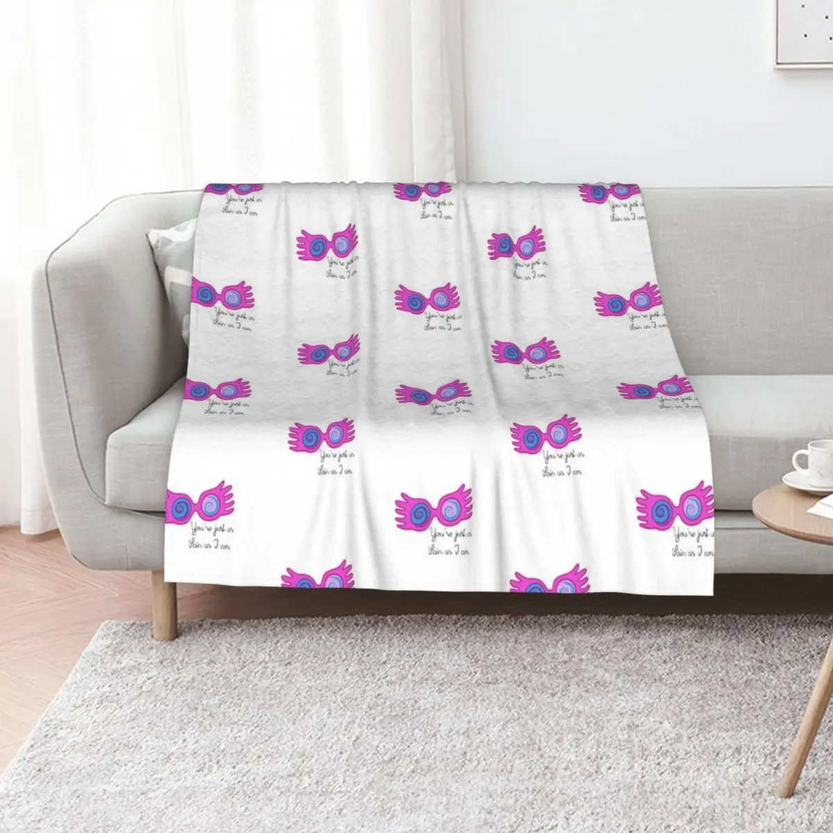 Luna lovegood glasses quote Throw Blanket Soft Beds Kid'S Flannels Extra Large Throw Soft Plaid Shaggy Blankets