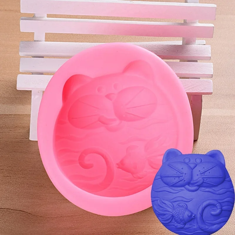 1PC Non-Stick Silicone Mold 3D Soap DIY New Cat Fish Craft Art  Handmade Candle