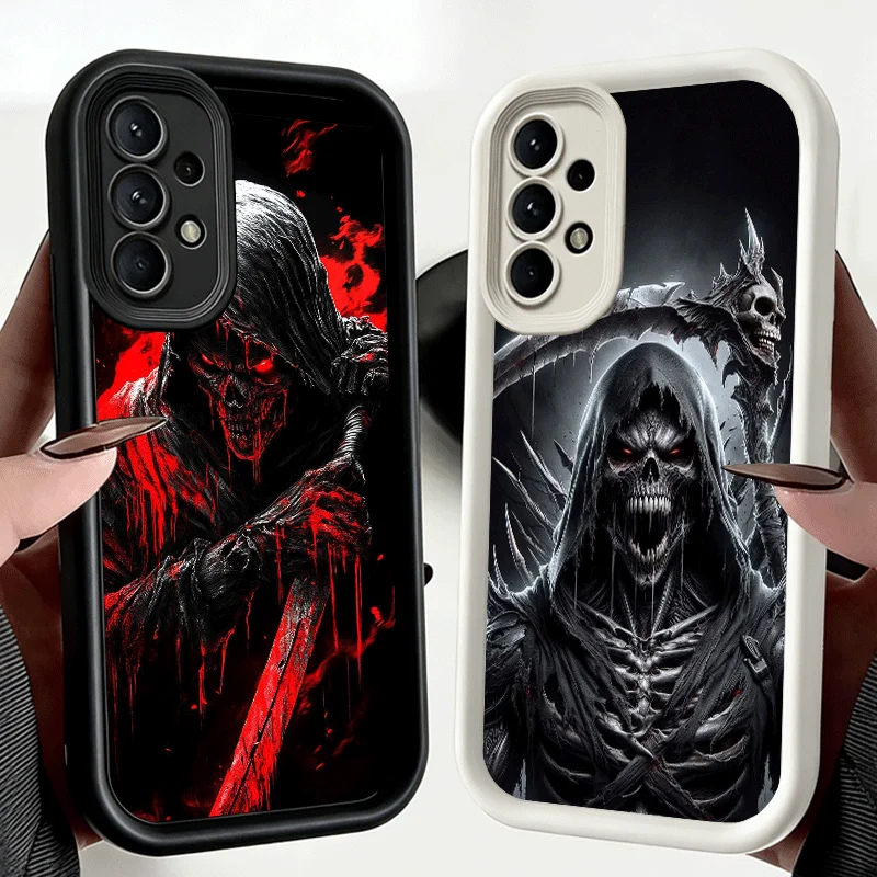 Funda de teléfono suave con diseño de Calavera y Guadaña del Ceñido Enturbianador para Samsung Galaxy A17 A16 A26 A36 A56 A15 A25 A35 A55 A14 A24 A34 A54 A13 A23 A3