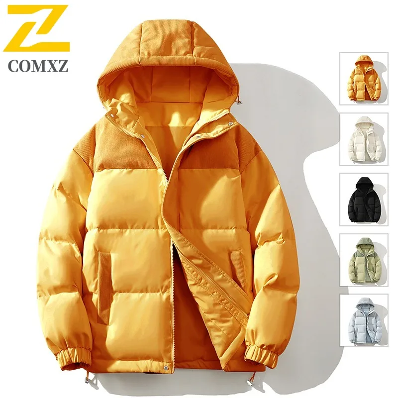 سترة COMXZ للمغامرة الخارجية للرجال، معطف فاخر بغطاء للرأس متعدد الوظائف بلون سادة، معاطف شتوية مريحة وخفيفة الوزن #4
