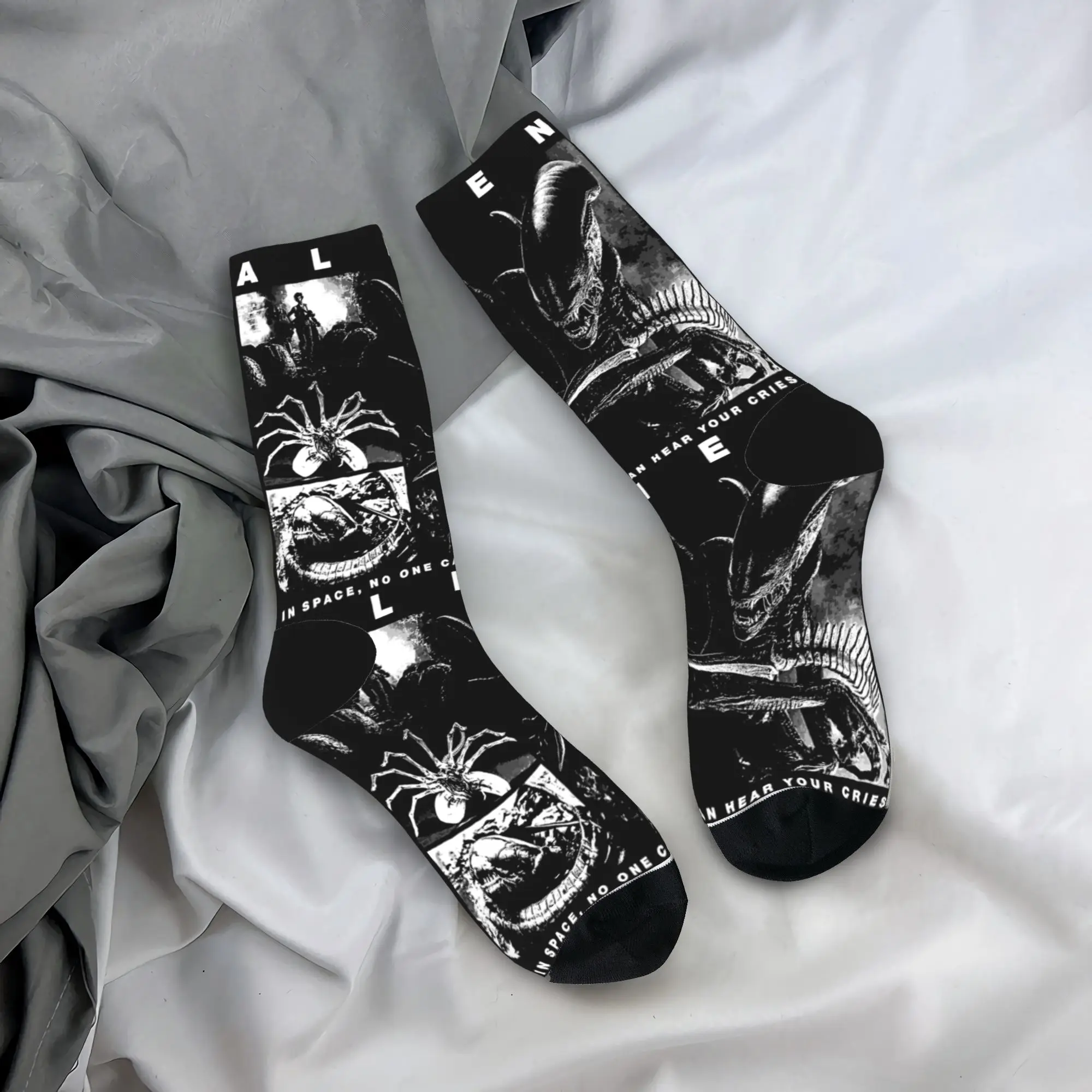 Autumn Winter Funny Unisex Alien Xenomorph Movie Socks  Non-slip Basketball Socks