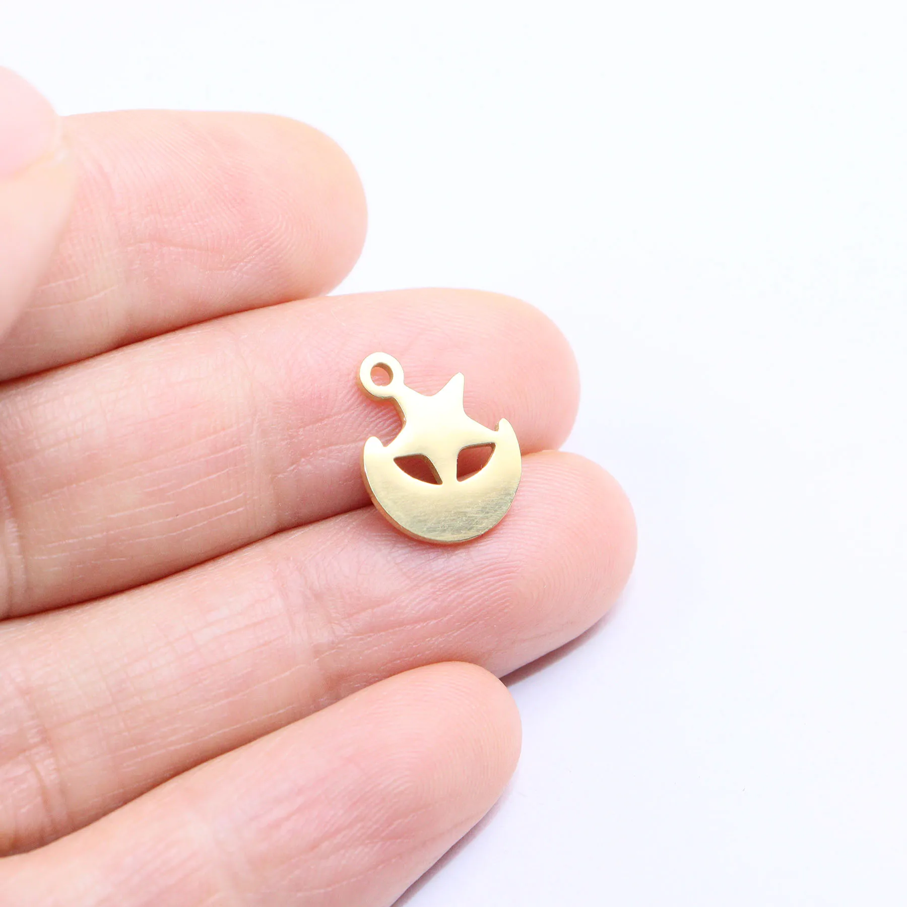 10pcs Stainless Steel Trendy Moon Star  DIY Fashion Jewelry Necklace Hand Making High Quality Vacuum Plated WaterProof