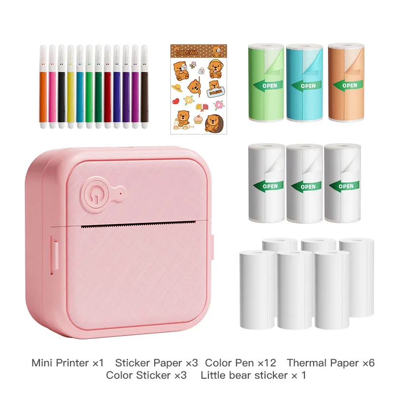 Mini Printer D8 Portable Thermal Stickers Paper Inkless Bluetooth Wireless Printer Android IOS Portable Label Printer