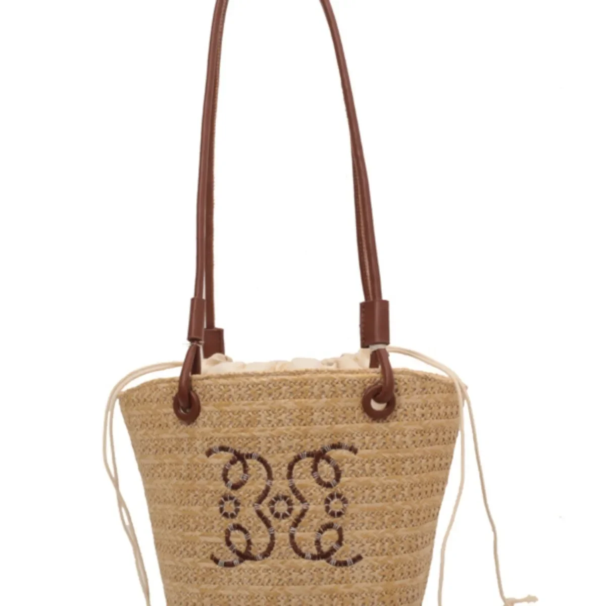 New Woven Straw Bag  Women\'s 2024 Summer Rattan Vacation Shoulder Bag Summer Seaside Beach French Straw Shoulder Bag