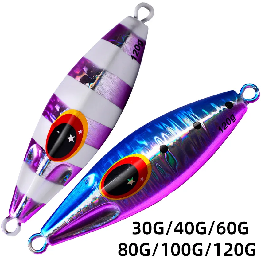 

New Hot Deep Sea Slow Sinking Slow Jigging Jigs 30g 40g 60g 80g 100g 120g Ultra Sharp Barbed Saltwater Boat Fishing Tuna Tackles