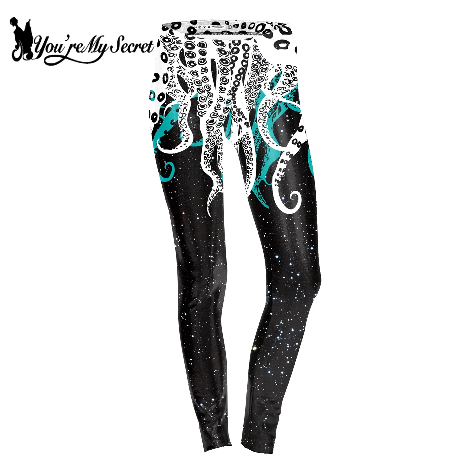 [You're My Secret] Legginsy Spring Devilfish Damskie z Nadrukiem 3D, Obcisłe Spodnie, Casualowe Spodnie do Jogi, Punkowy Wzór, Strój na Co Dzień