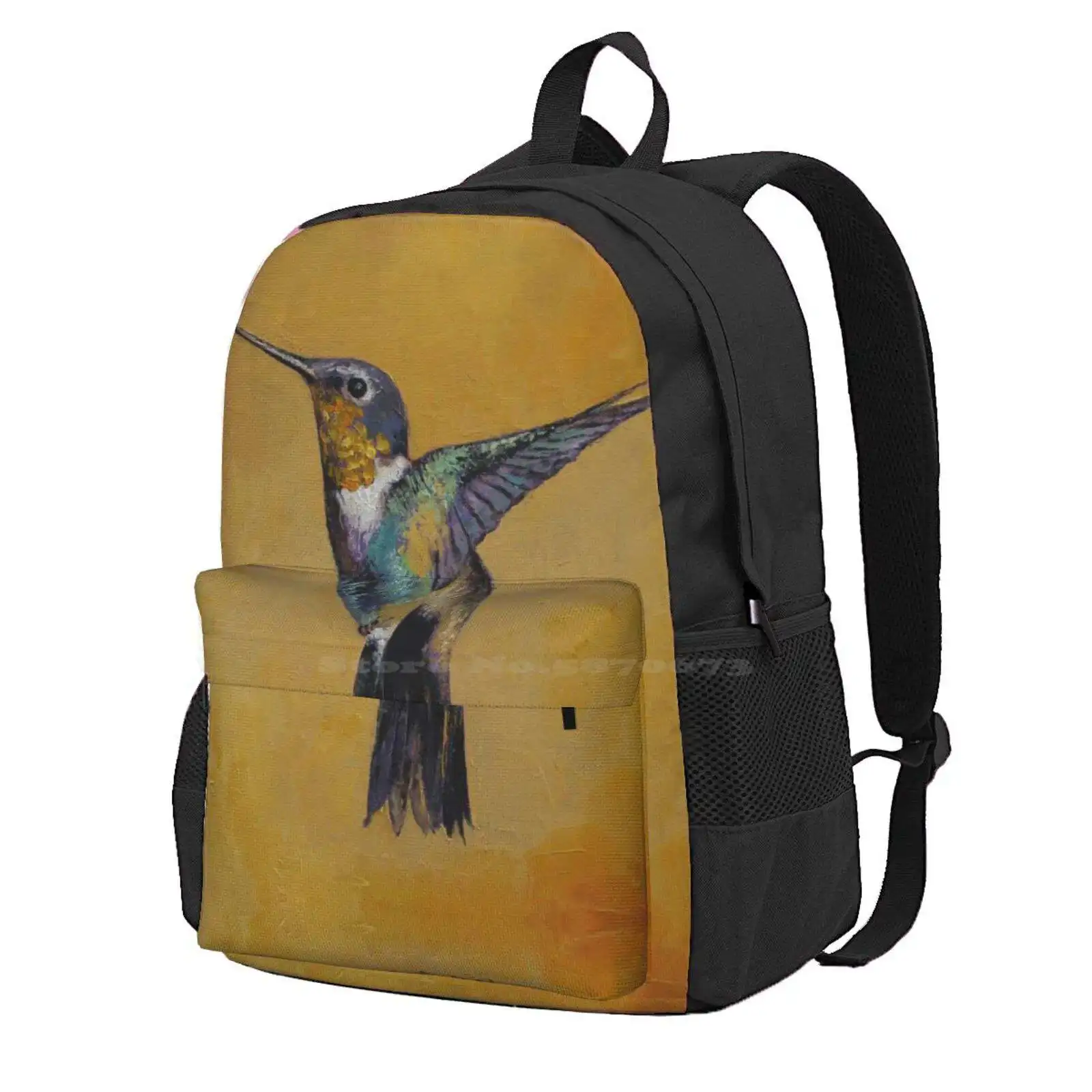 Hummingbird Hot Sale Schoolbag Backpack Fashion Bags Michael Oil Painting Hummingbirds Humming Bird Colibri Kolibri Abstract