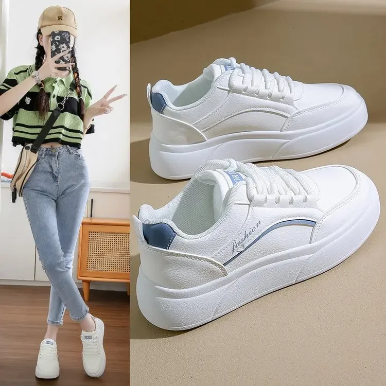 Fashion Women\'s Shoes 2024 New Thick Sole White Breathable Platform Tennis Woman Runing Shoes Female Casual Sneakers Zapatillas