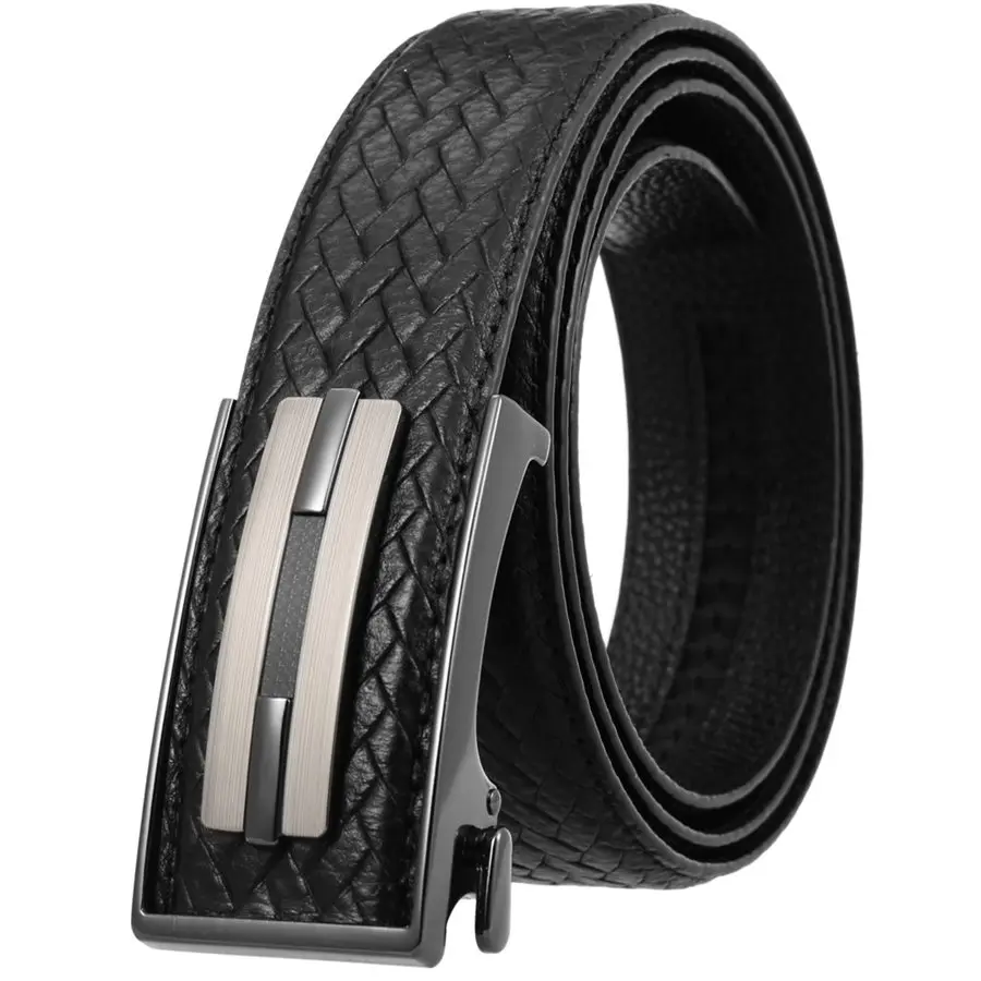 

Men's Ratchet Belt with Automatic Buckle Male Waistband Black Length:110-130cm,Width:3.5cm