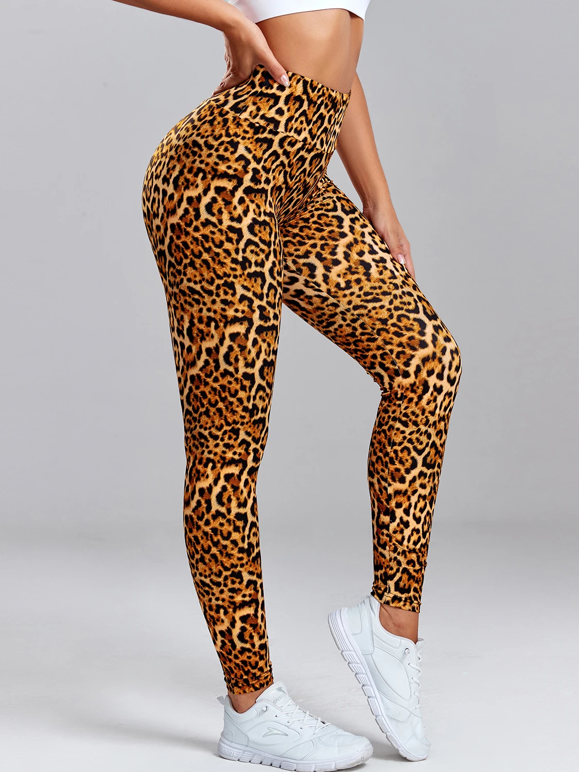 Leopardo impressão leggings das mulheres de cintura alta calças yoga fitness push up leggins sexy magro feminino roupas ginásio esporte collants novo