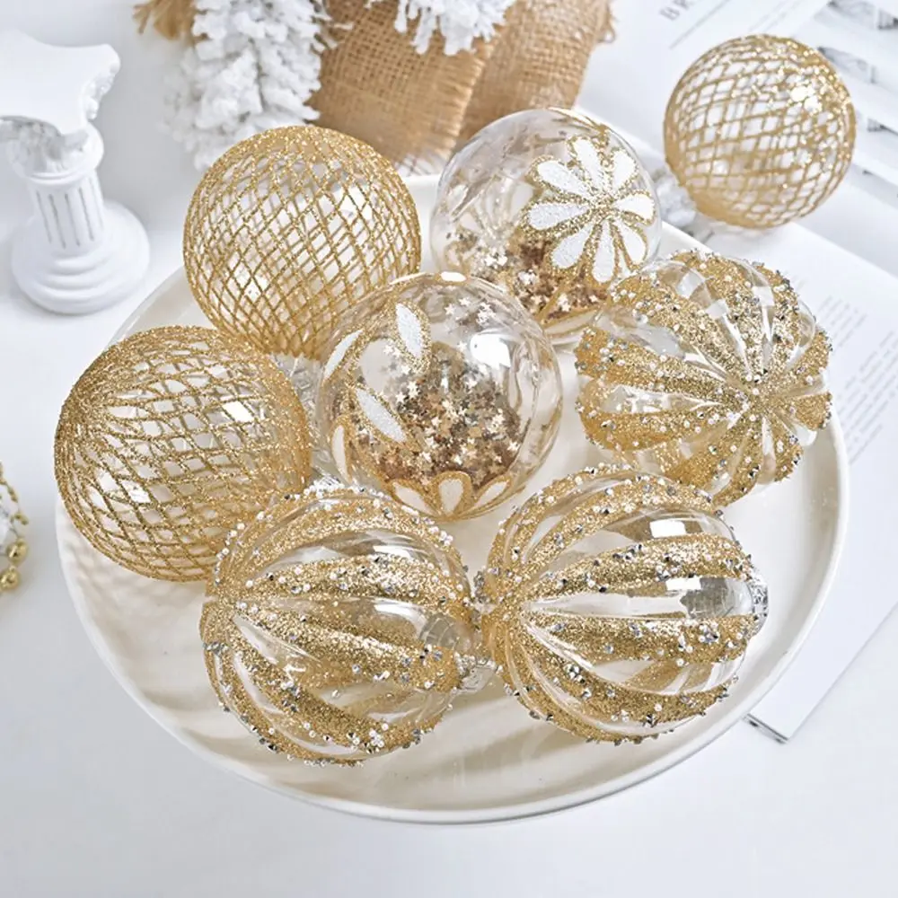 9 pçs 8cm pintado bolas de natal pingente inquebrável plástico galvanizado pendurado bolas conjunto elegante reutilizável