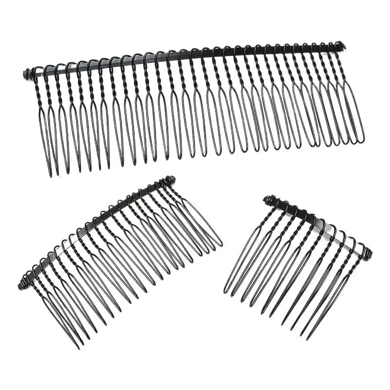 Schwarzer unsichtbarer Metall-Haarkamm mit Draht, DIY-Hochzeitsschleierkamm, dekorative Haarschmuck-Accessoires für Frauen und Mädchen – Detail 6