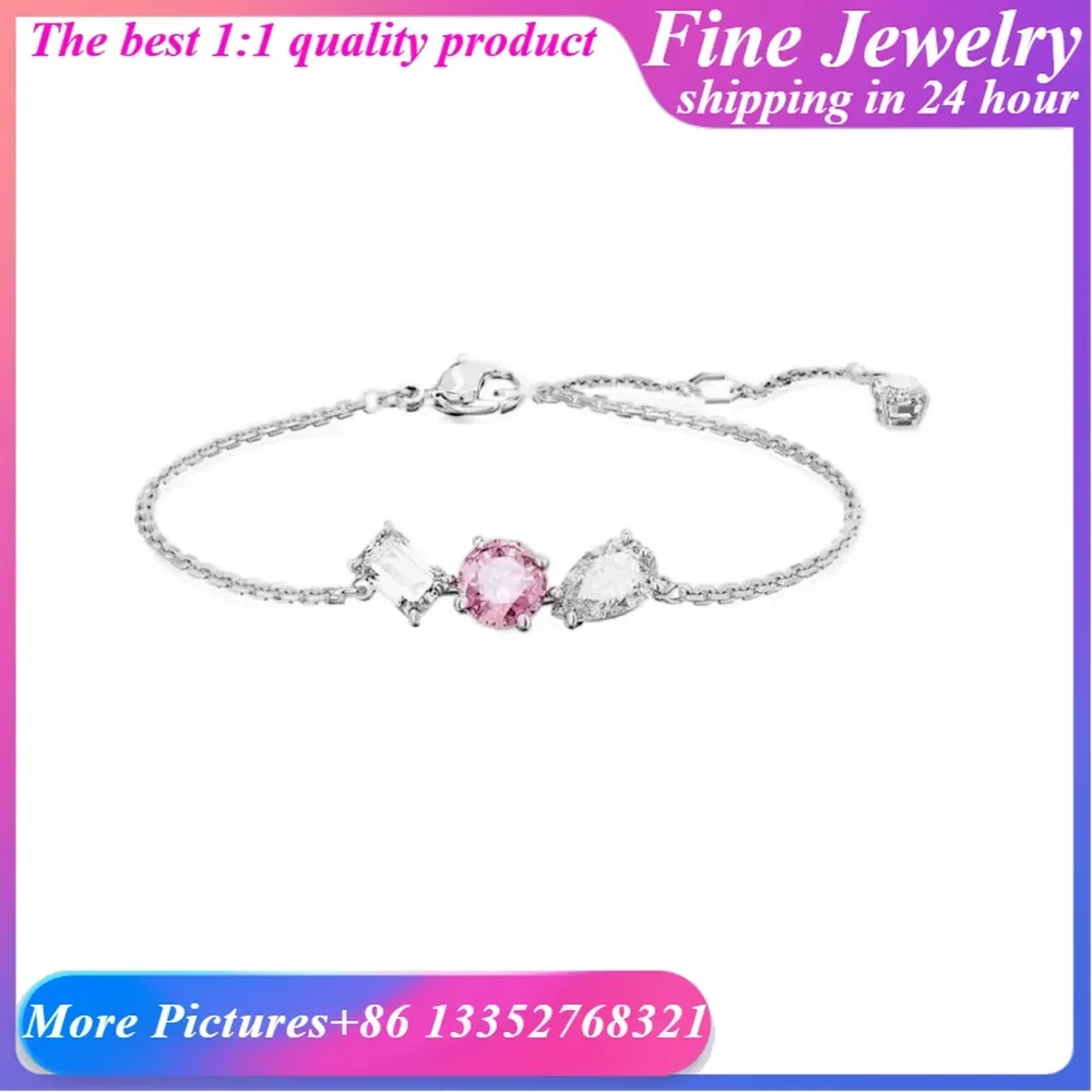 2024 New Fashion Style Latest Mesmera Mixed Cut Pink Bracelet Temperamental Women's Romantic Jewelry Valentine's Day Gift