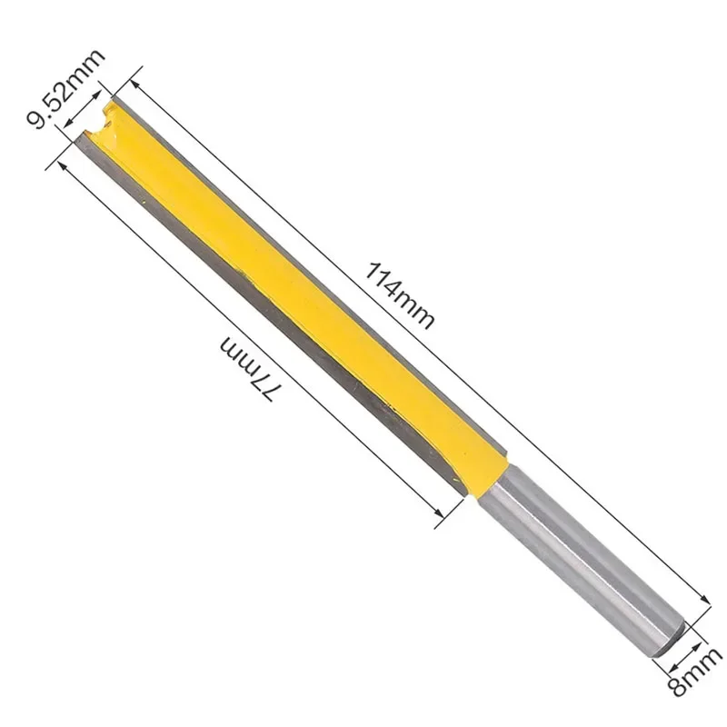 

3/8*3H Long Straight Router Bit Flute 8" Shank Woodworking Cutter For Power Tool