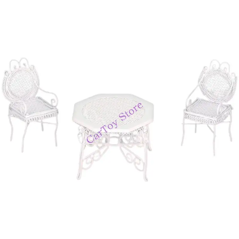 

Miniature Outdoor Iron Furniture Set 3PCS 1/12 Scale Dollhouses Patio Decors With Detailed Craftsmanship