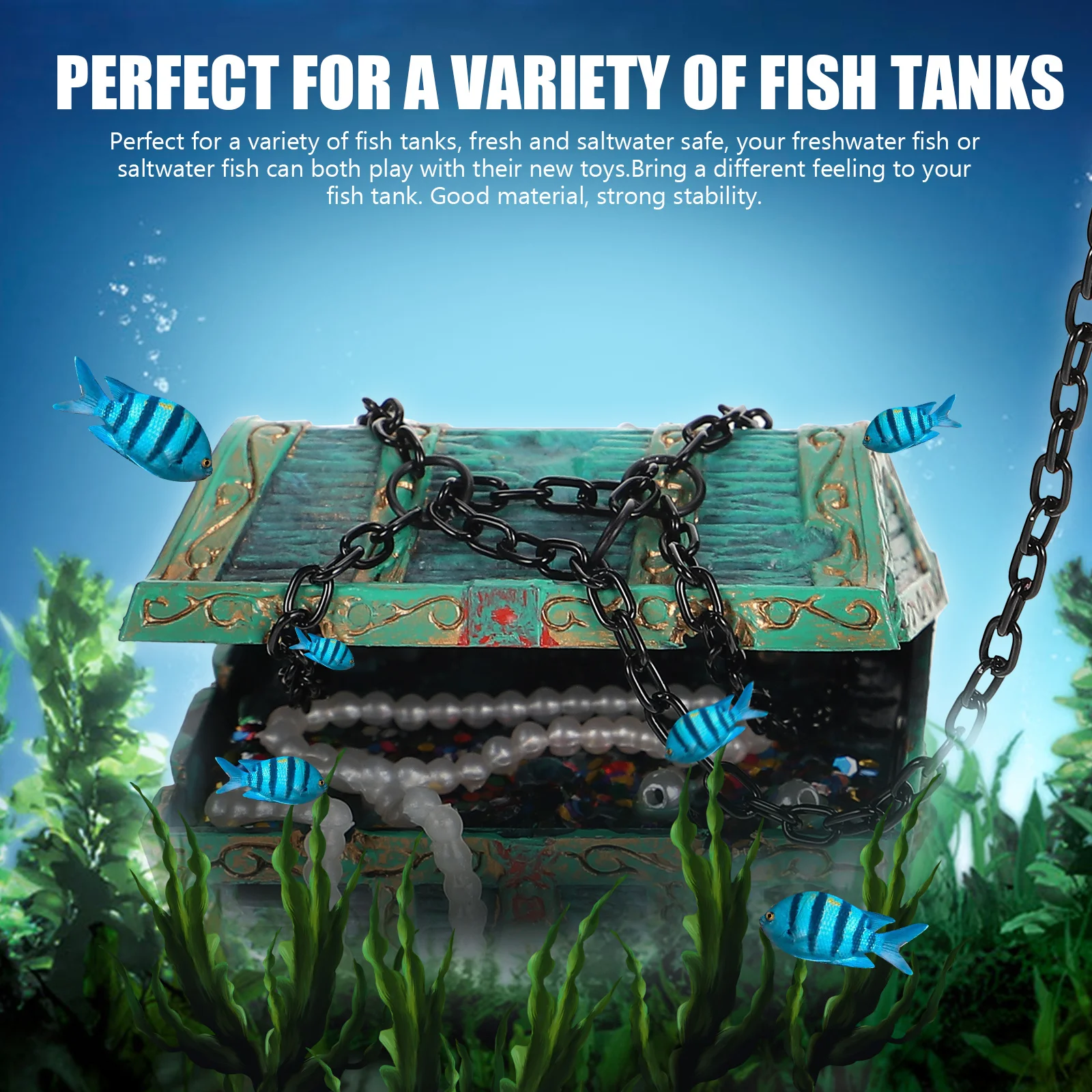 

Aquarium Decorations Realistic Diver Treasure Chest Toy Statue Fish Tank ange Floating Plastic Lightweight Compact Vivid