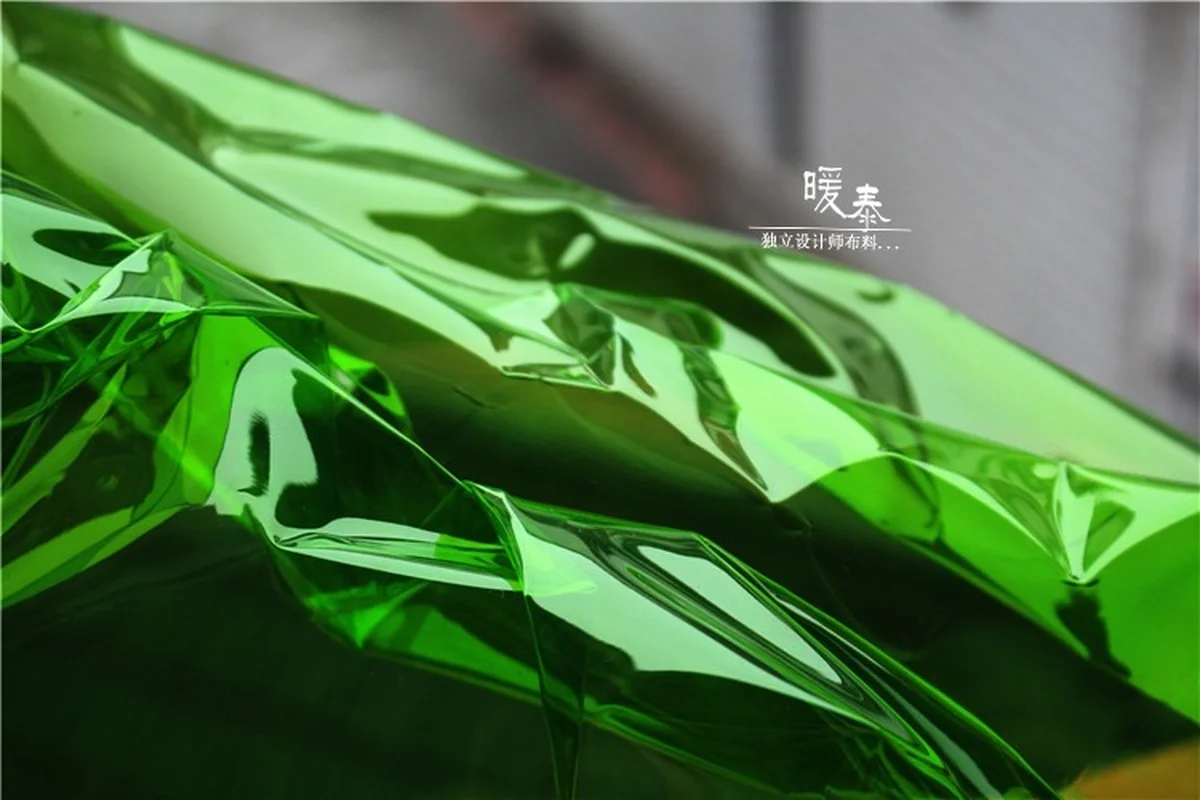 0.17mm TPU Fabric Transparent Green PVC Liquid Film Waterproof DIY Raincoat Crystal Bags Decor Plastic Clothes Designer Fabric