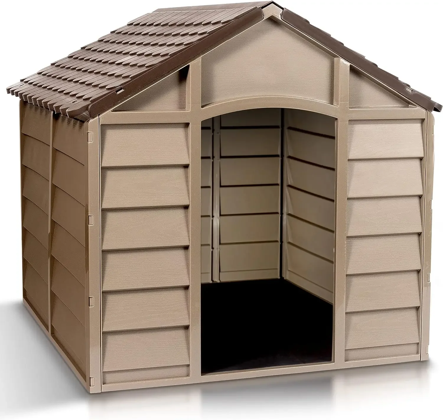 Small Dog Kennel: 1 Outdoor Plastic Pet House, Weather & Water Resistant, Easy to Assemble, 27.9 x 27.9 x 26.8 Inches