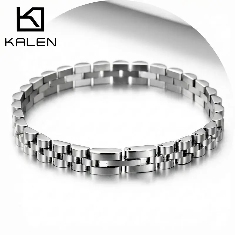 KALEN Herren Mode-Uhr Gliederketten-Armband Edelstahl Hip-Hop Poliertes Armband Klassischer Minimalistischer Schmuck Großhandel