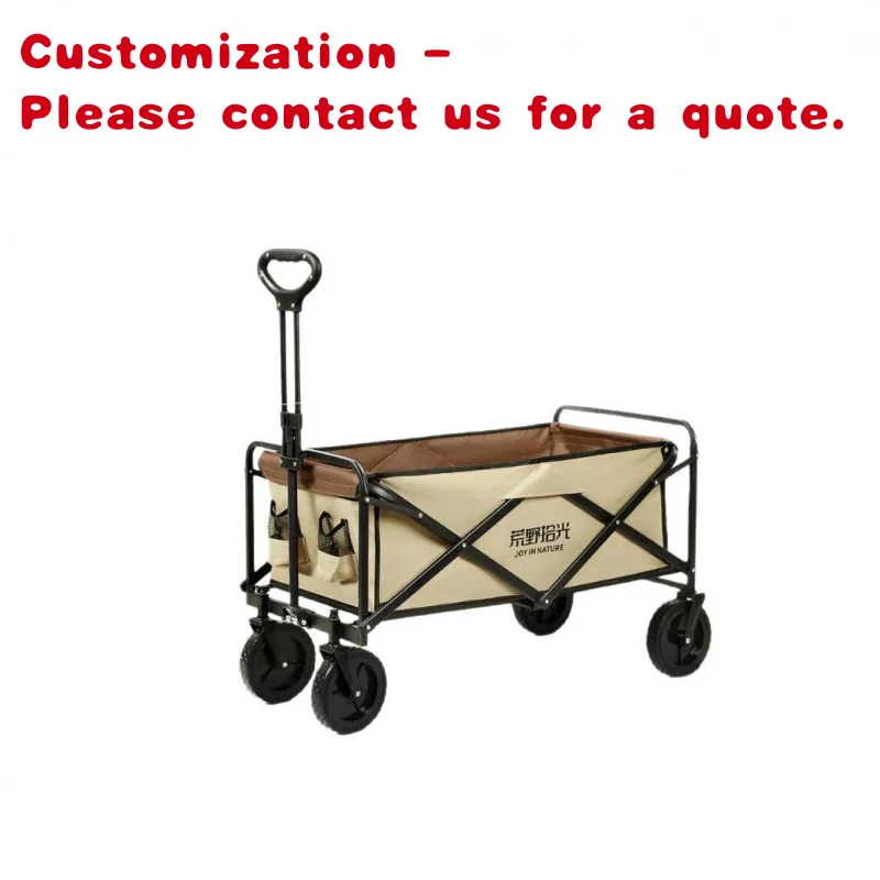 custom.Special Stainless Steel Foldable Camping Cart Large Outdoor Outing Stall Cart Hiking Folding Wagon Car