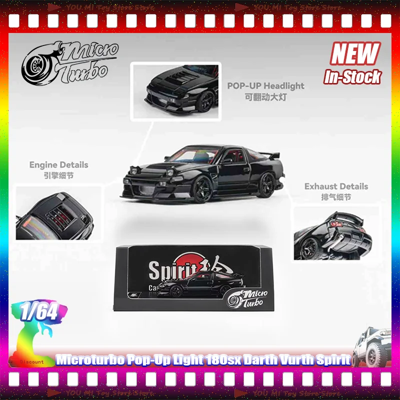 

Microturbo Pop-Up Light 1:64 180sx Darth Vurth Spirit Simulation Alloy Miniature Die-Cast Car Model Custom Children'S Toys Gifts