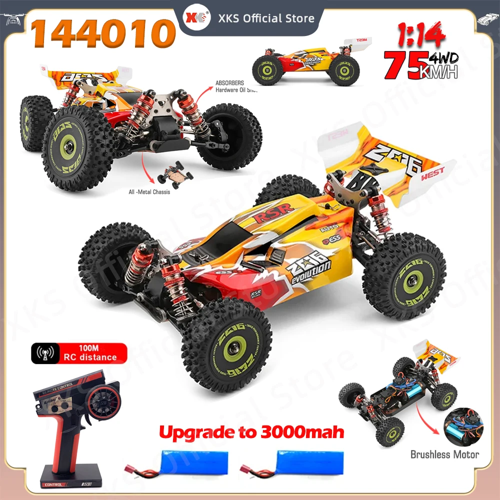 WLtoys 144010 RC Car Brushless 1:14 75Km/H High Speed Metal 4WD Drive Off-Road 2.4G Transmitter 1/14 RC Car 144001 Upgraded