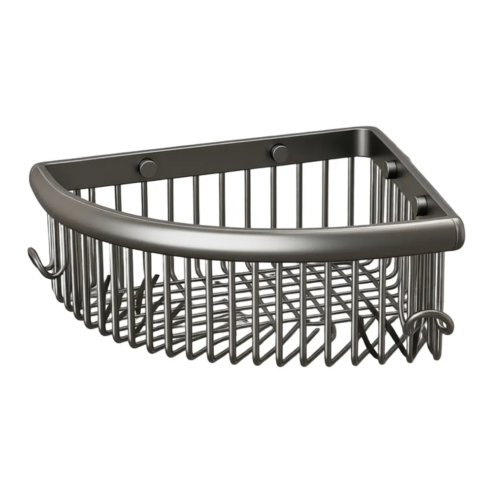 Mesh Basket Organizer White Corner Shower Shelf Lightweight And Sturdy Damp Environment Use Space Aluminum Material
