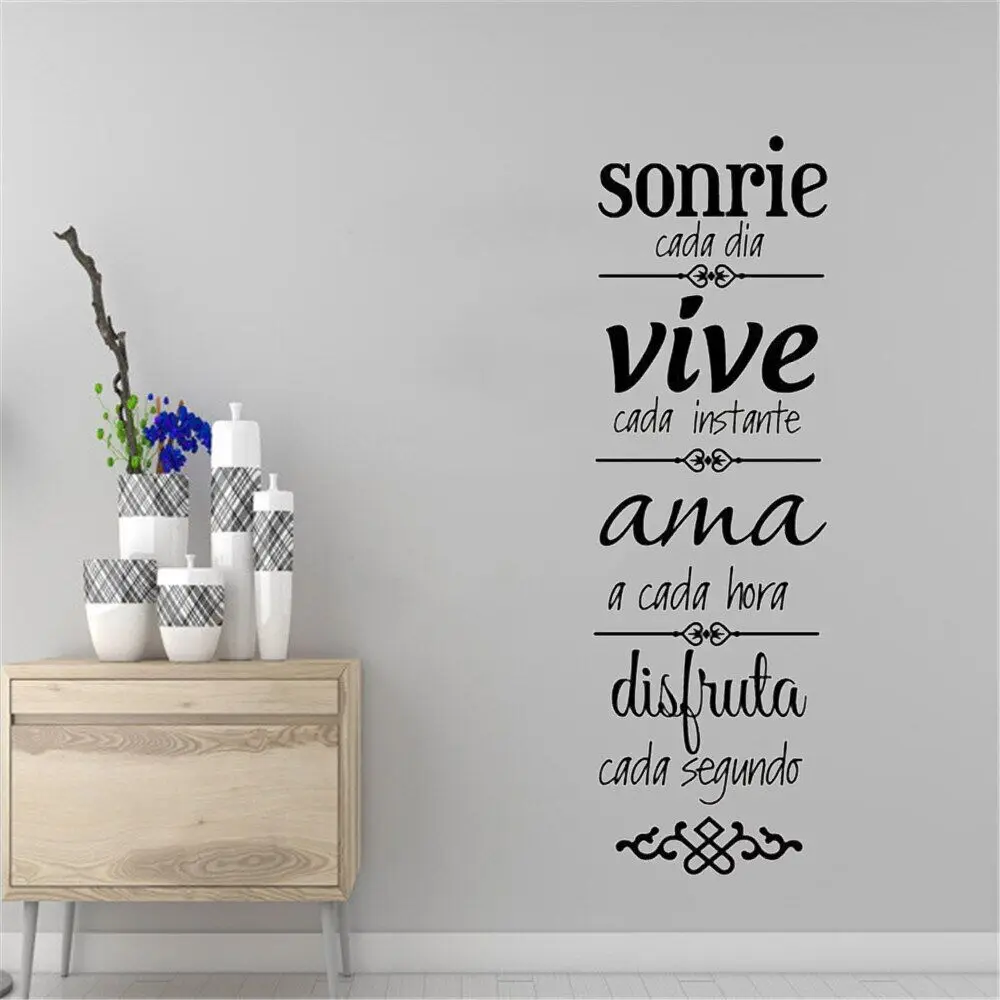 Spanish Quotes Phrase Home Decoration Wall Decals Wallpaper Waterproof Vinyl Stickers for Office Room Wall Decal Mural