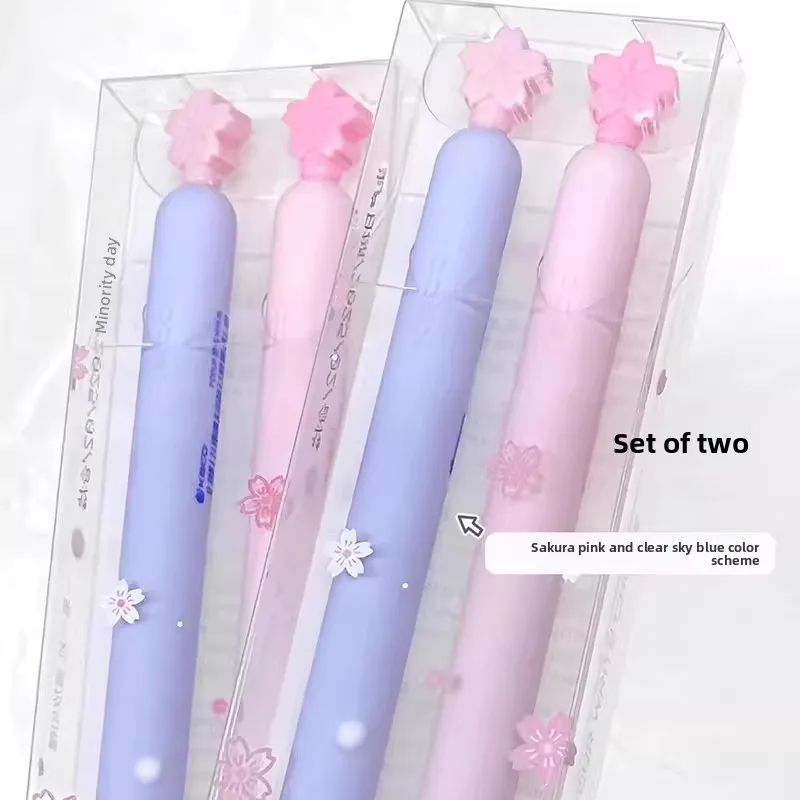 قلم جل KACO Lingyue Sakura إصدار محدود، قلم POPUP قابل للسحب بالضغط الجانبي، 0.5 مم، للطلاب، امتحان سريع الجفاف ST Nib، Br