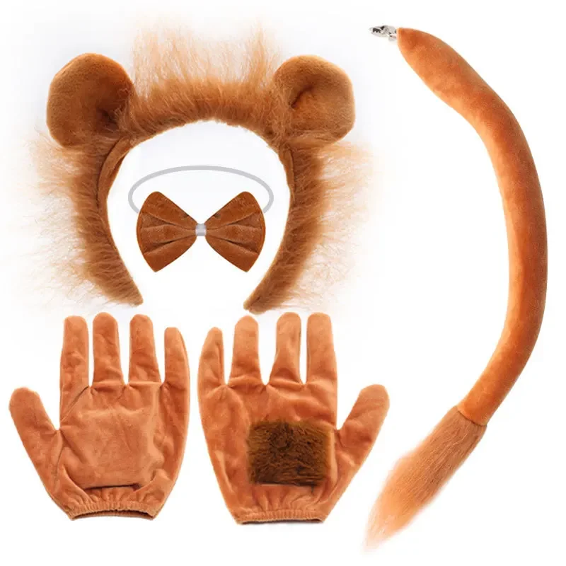 Kids Halloween Cosplay Costumes Ears and Tail Headband Skirt Set Animal Cosplay Accessories Birthday Party Dress Up Costume