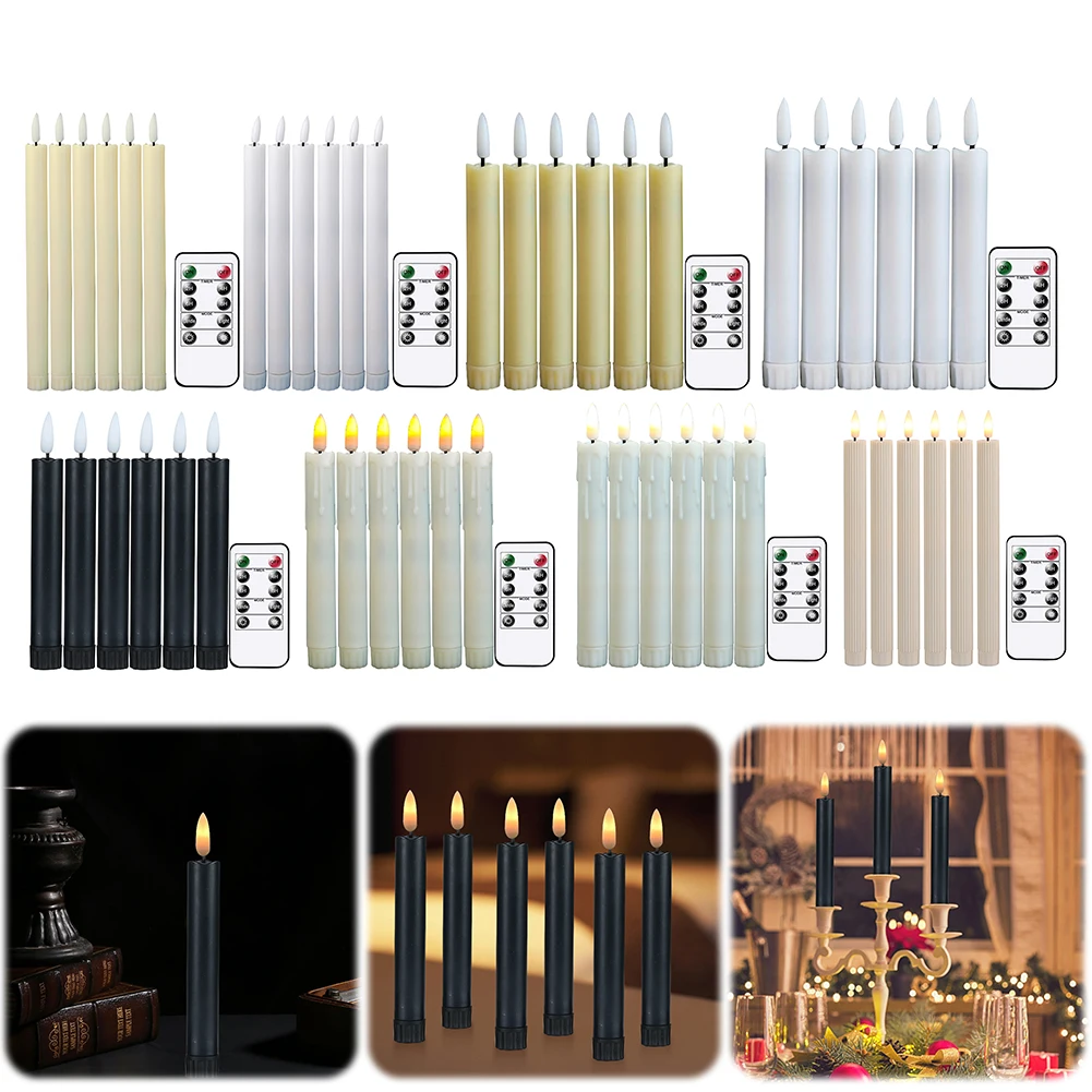 6 Pack Christmas Candles Lamp LED Flickering Electric Pillar Candles Timing Flashing LED Candles Light for Home Party Decoration